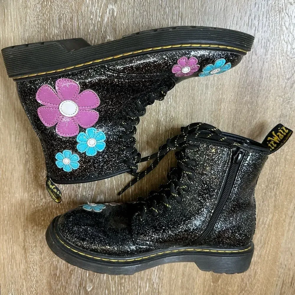 Dr Martens Multi 1460 Cosmic Glitter Floral Girls Boots 4‎
